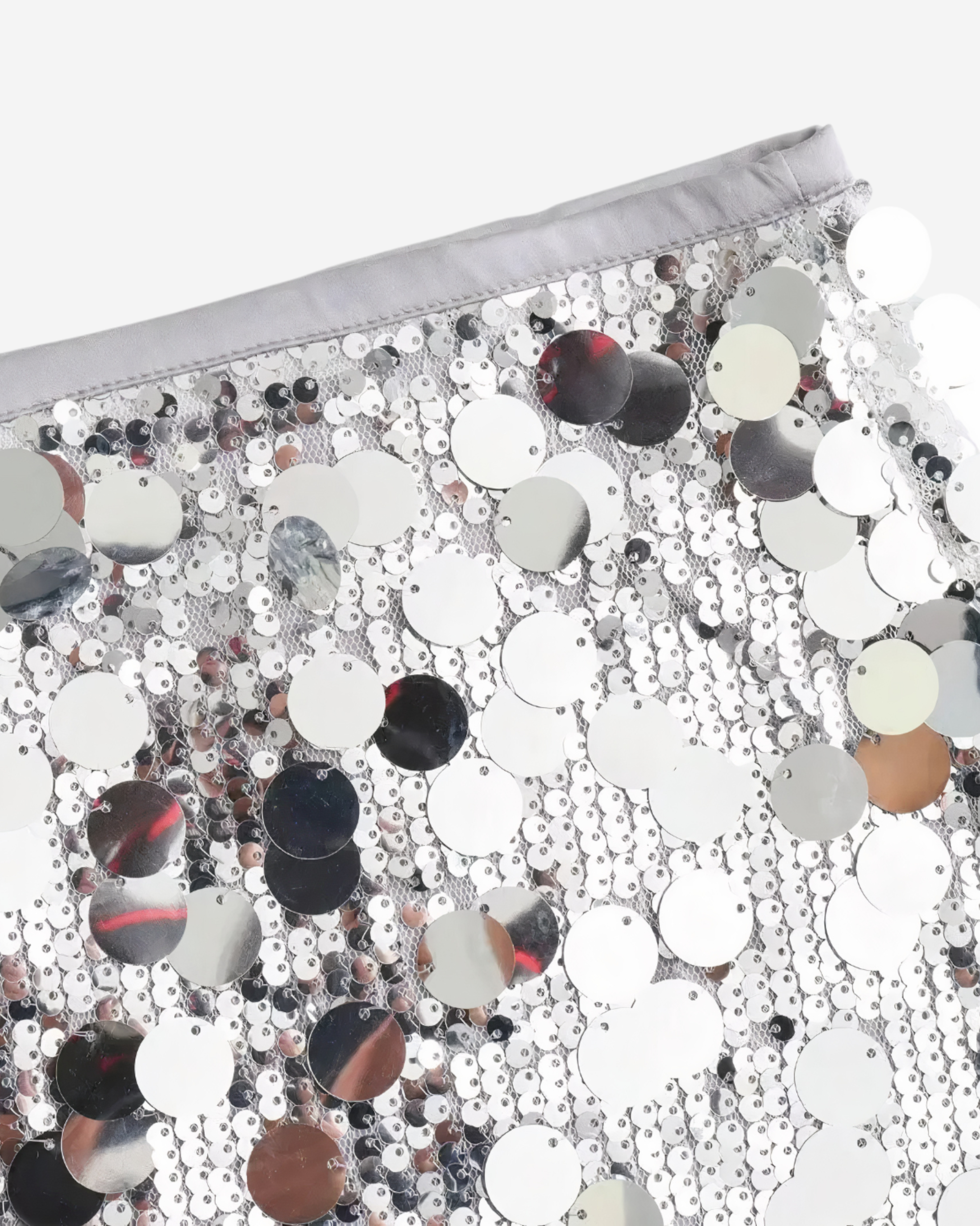 High-Waisted Sequin Mini Skirt with Front Zipper Detail-Skirts-Ekoa Ltd