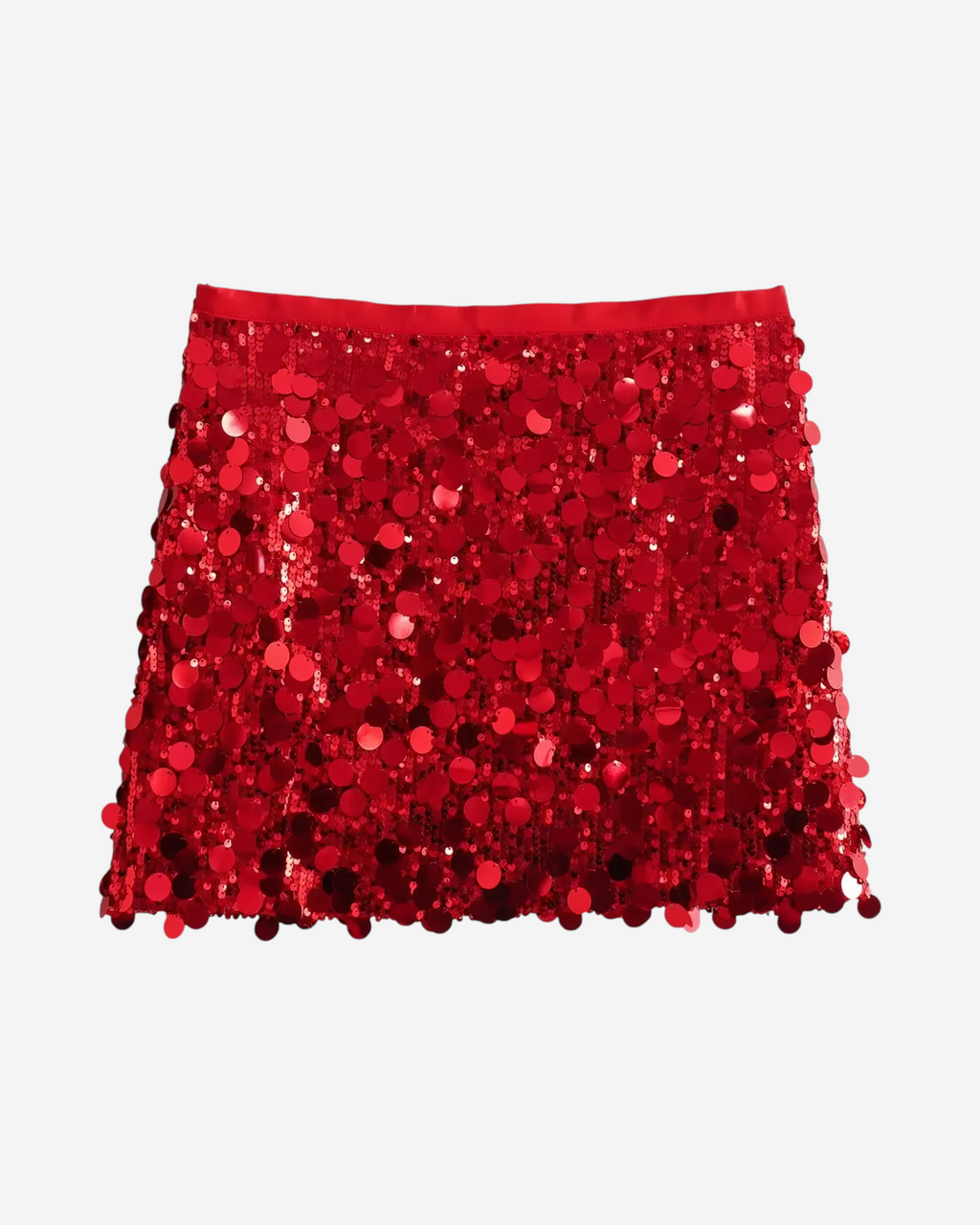 High-Waisted Sequin Mini Skirt with Front Zipper Detail-Skirts-Ekoa Ltd
