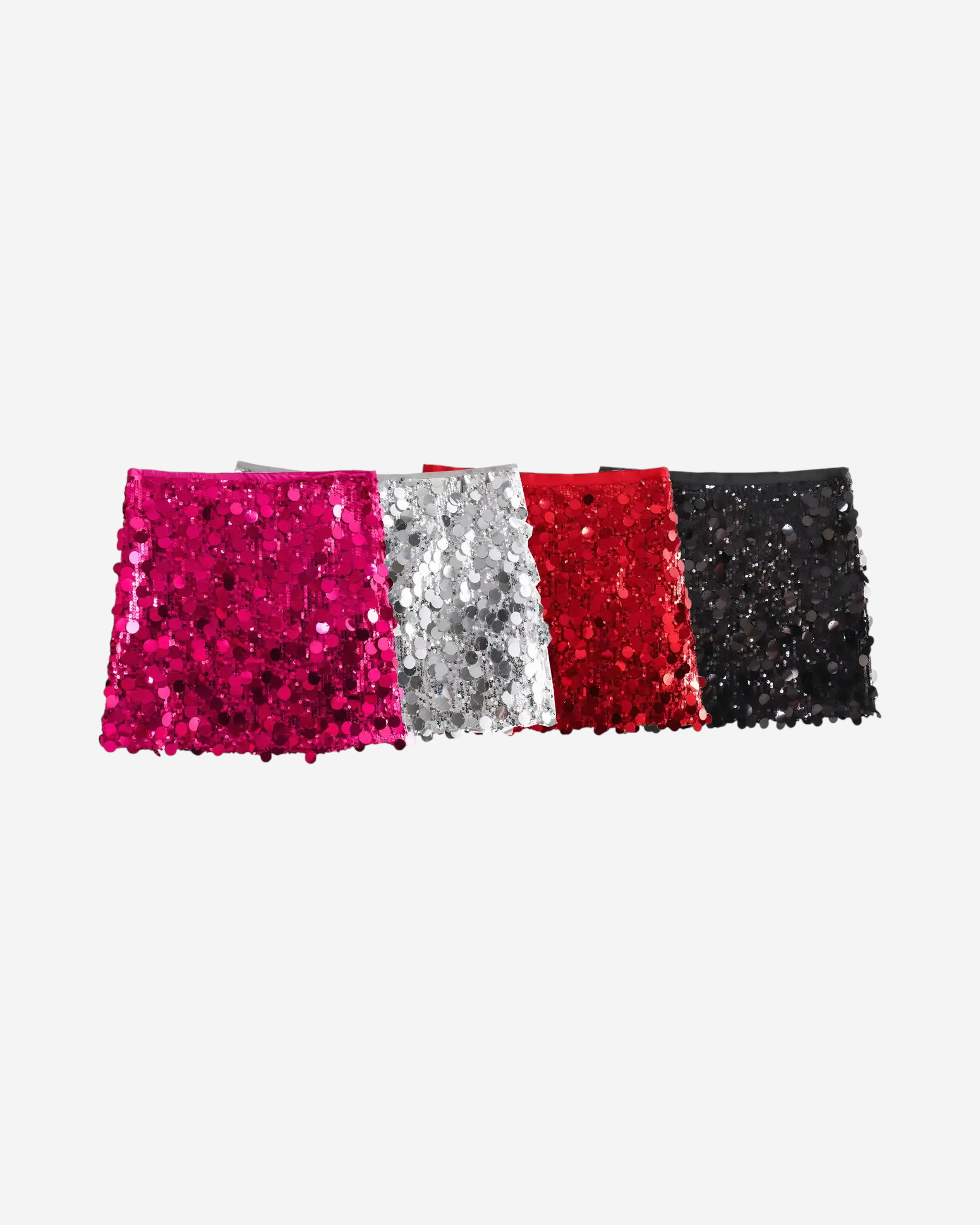 High-Waisted Sequin Mini Skirt with Front Zipper Detail-Skirts-Ekoa Ltd