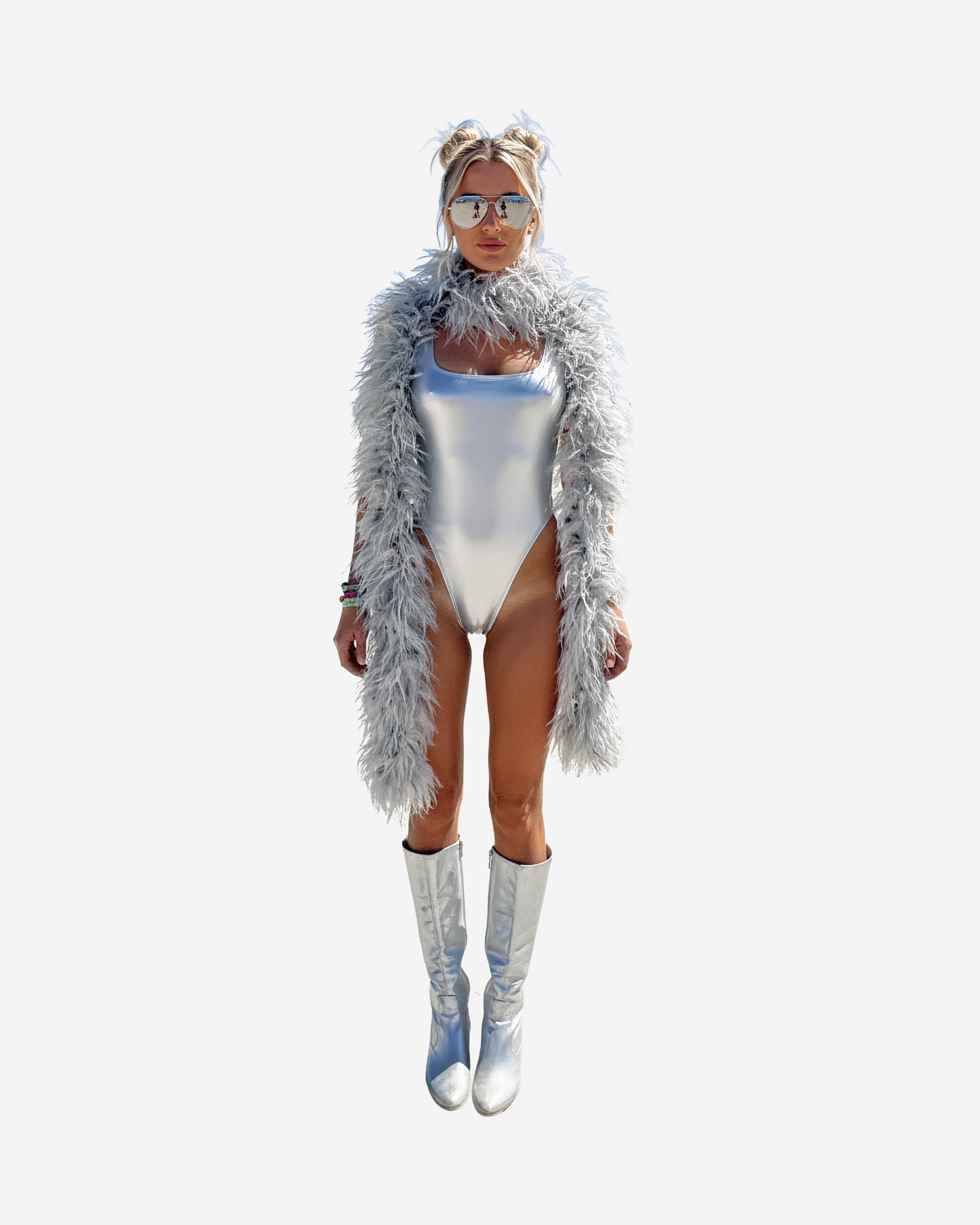 Metallic High-Waist Bodysuit [Silver]