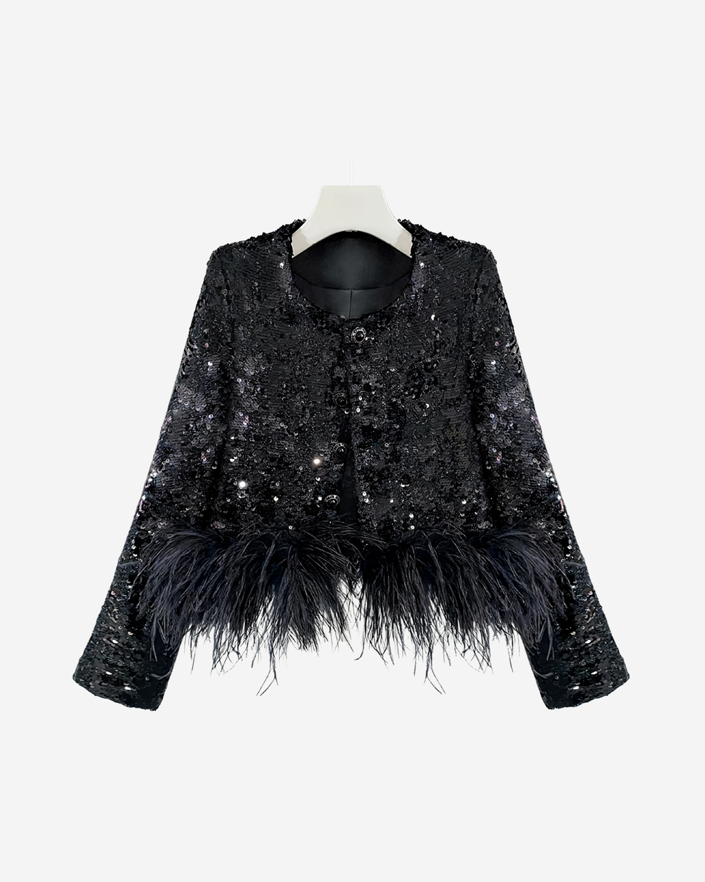 Sequin Feather Jacket [Black]