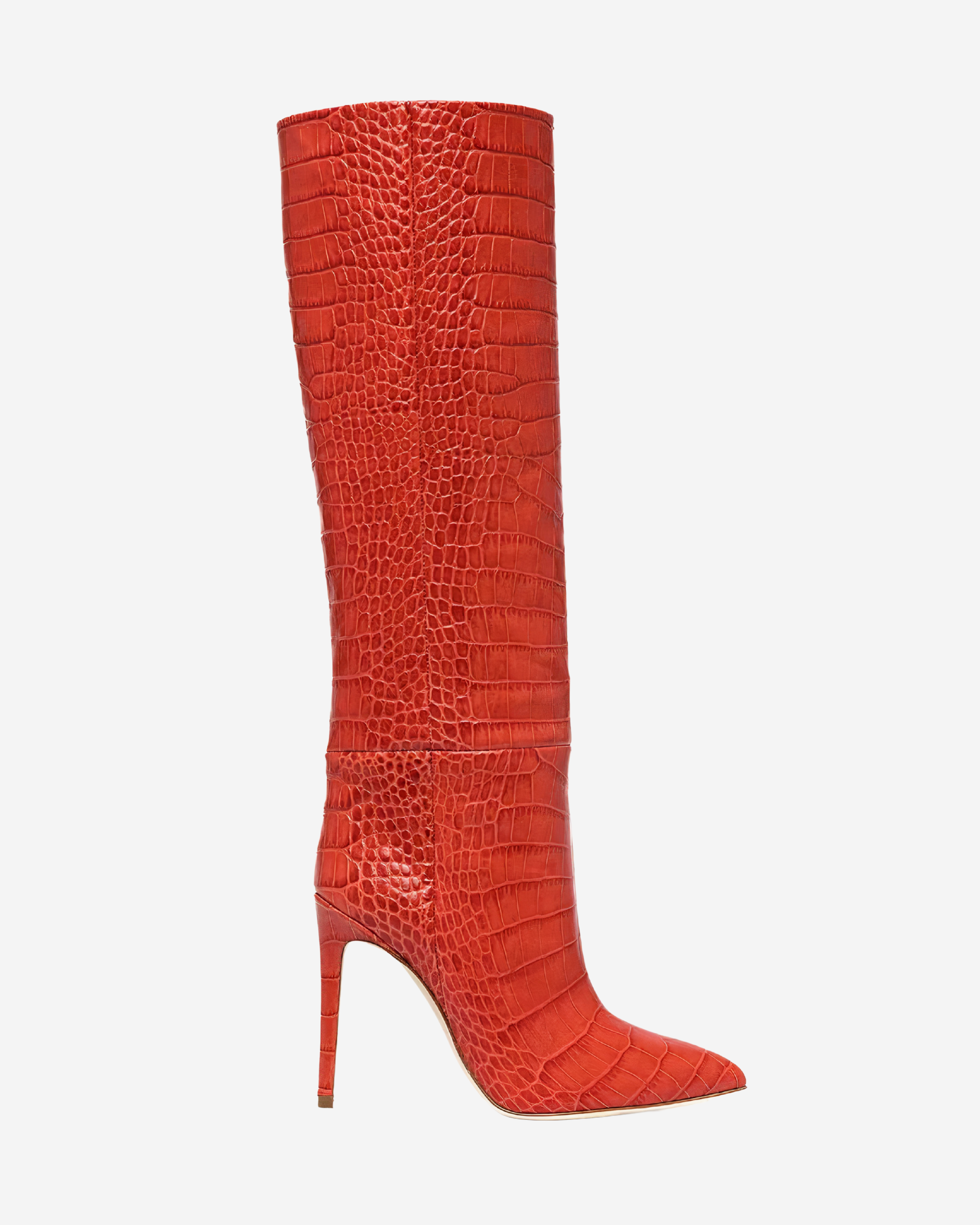 Crocodile Print Pointed Toe Stiletto Knee-High Boots