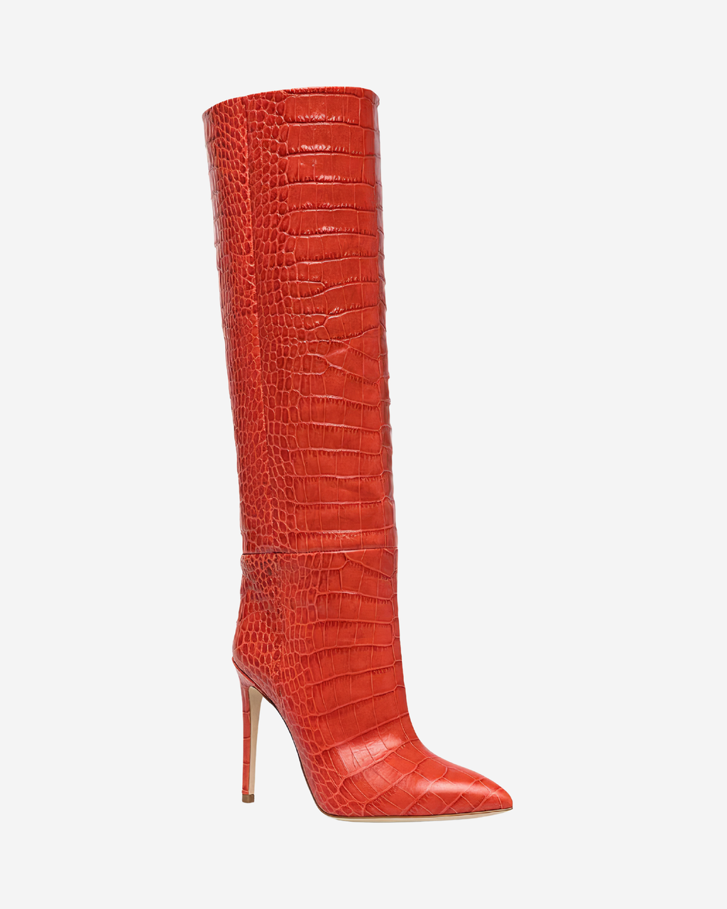 Crocodile Print Pointed Toe Stiletto Knee-High Boots