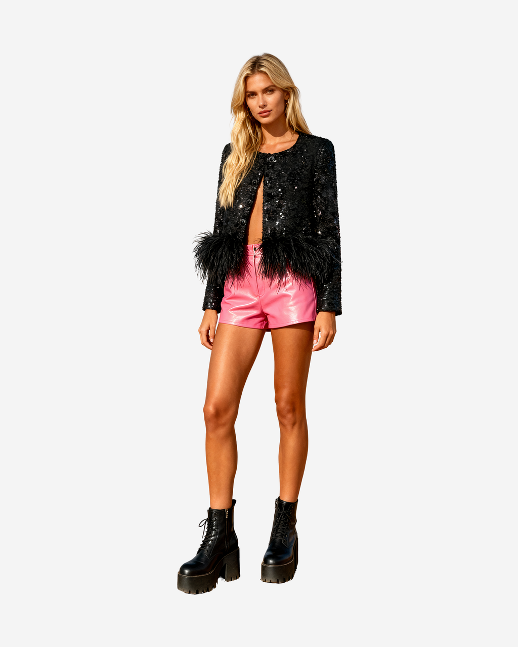 Sequin Feather Jacket [Black]