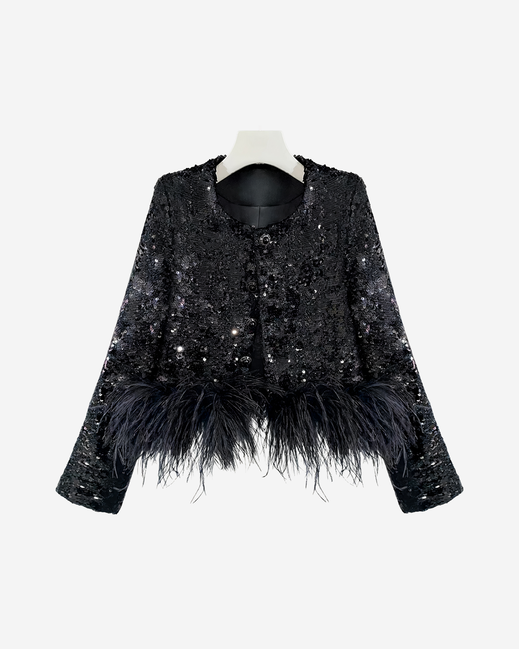 Sequin Feather Jacket [Black]