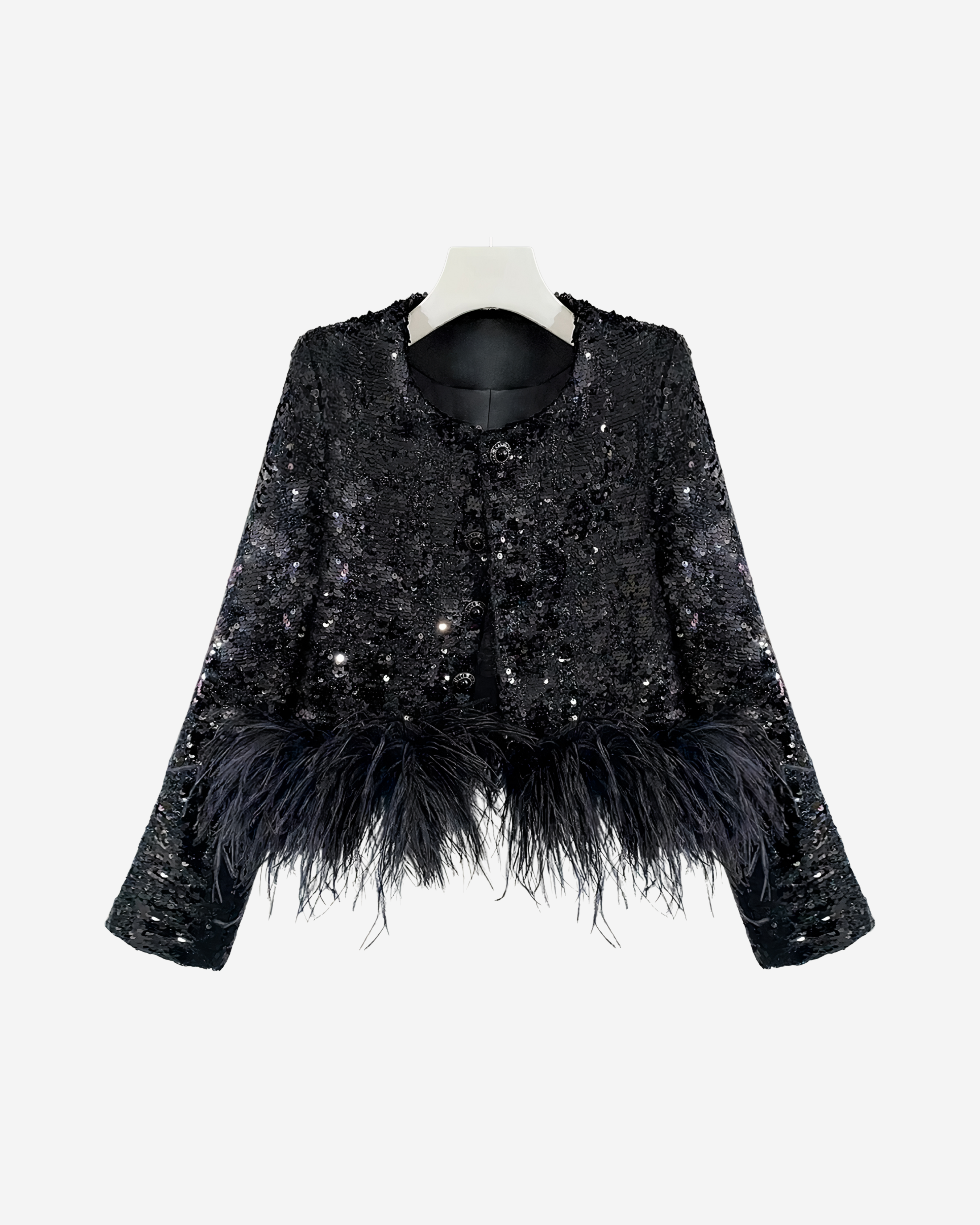 Sequin Feather Jacket [Black]