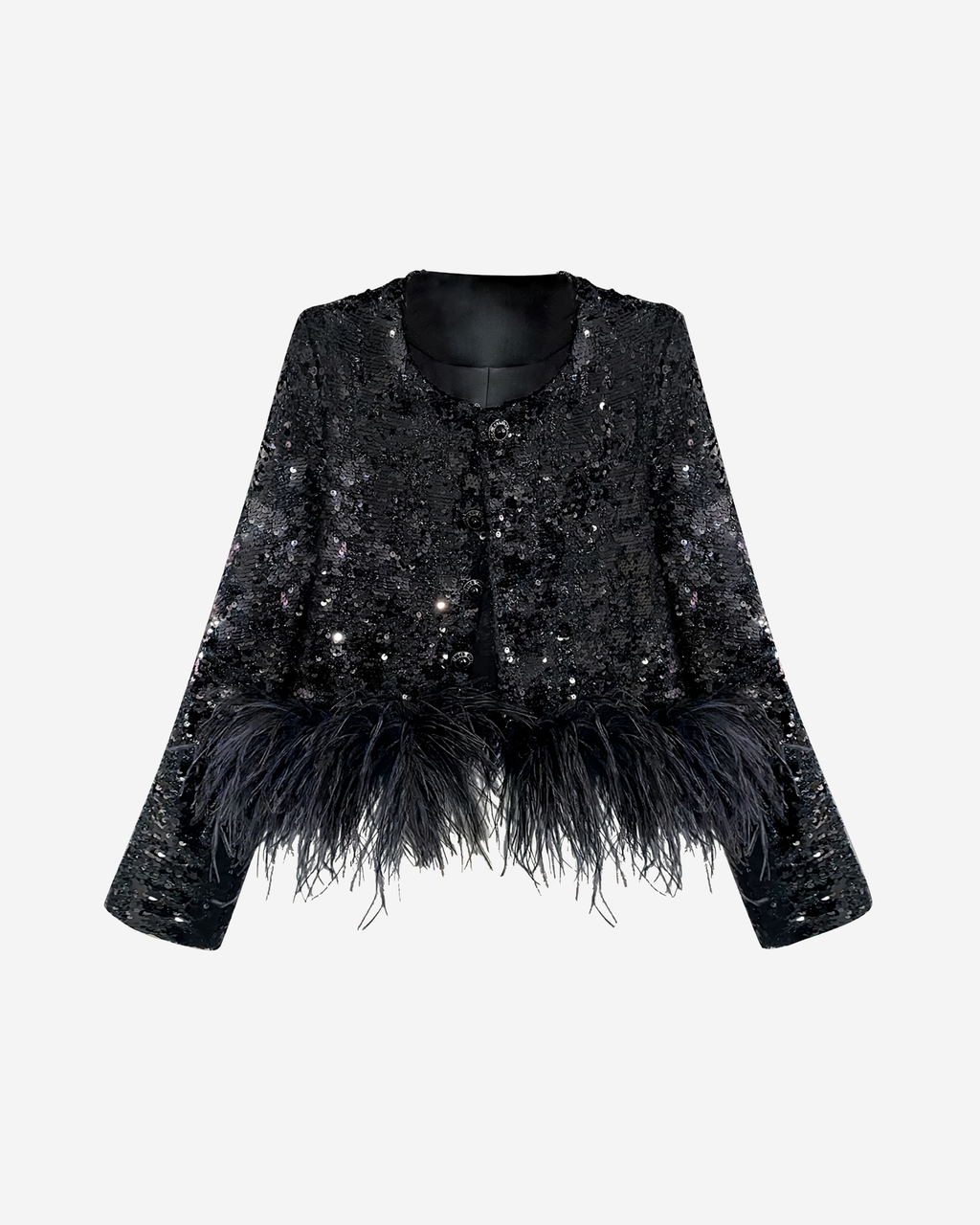Sequin Feather Jacket [Black]