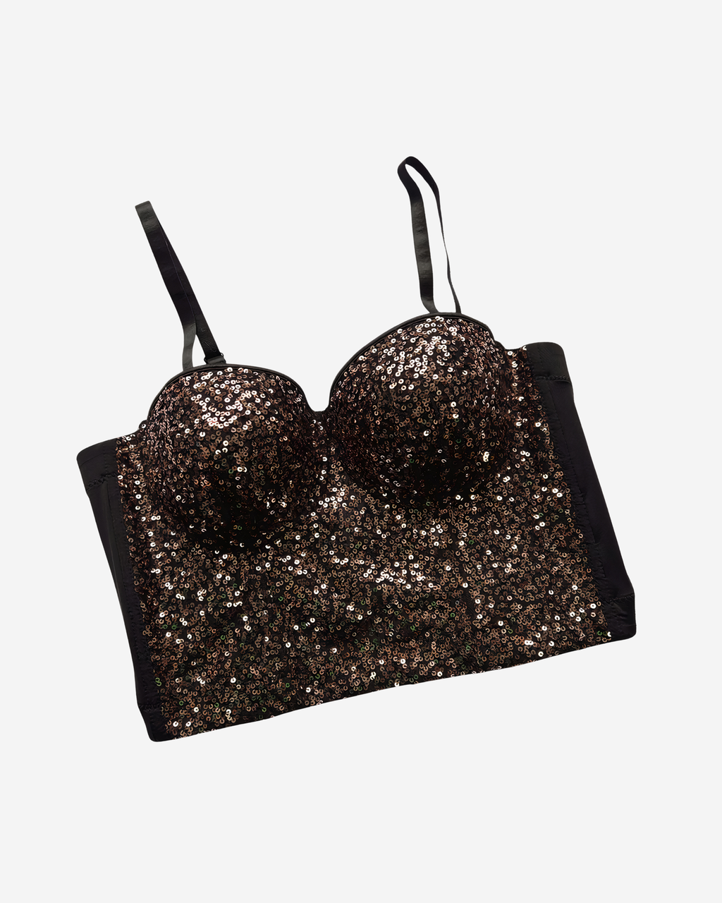 Black Sequin Slim Fit Camisole Vest with Adjustable Straps