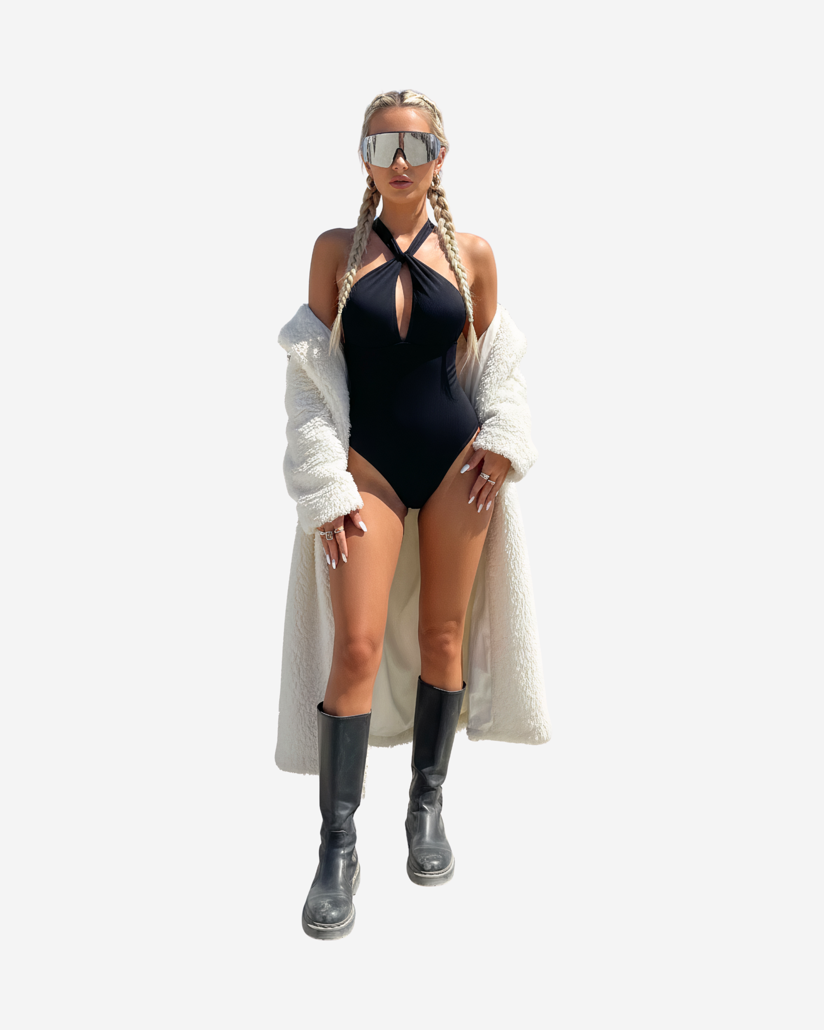 Black Cross-Back Cutout Sleeveless Bodysuit