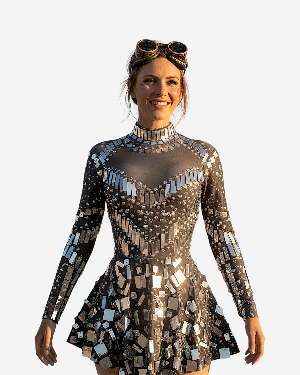 Sequin Long Sleeve Slim Fit Mini Dress-Dresses-Ekoa Ltd