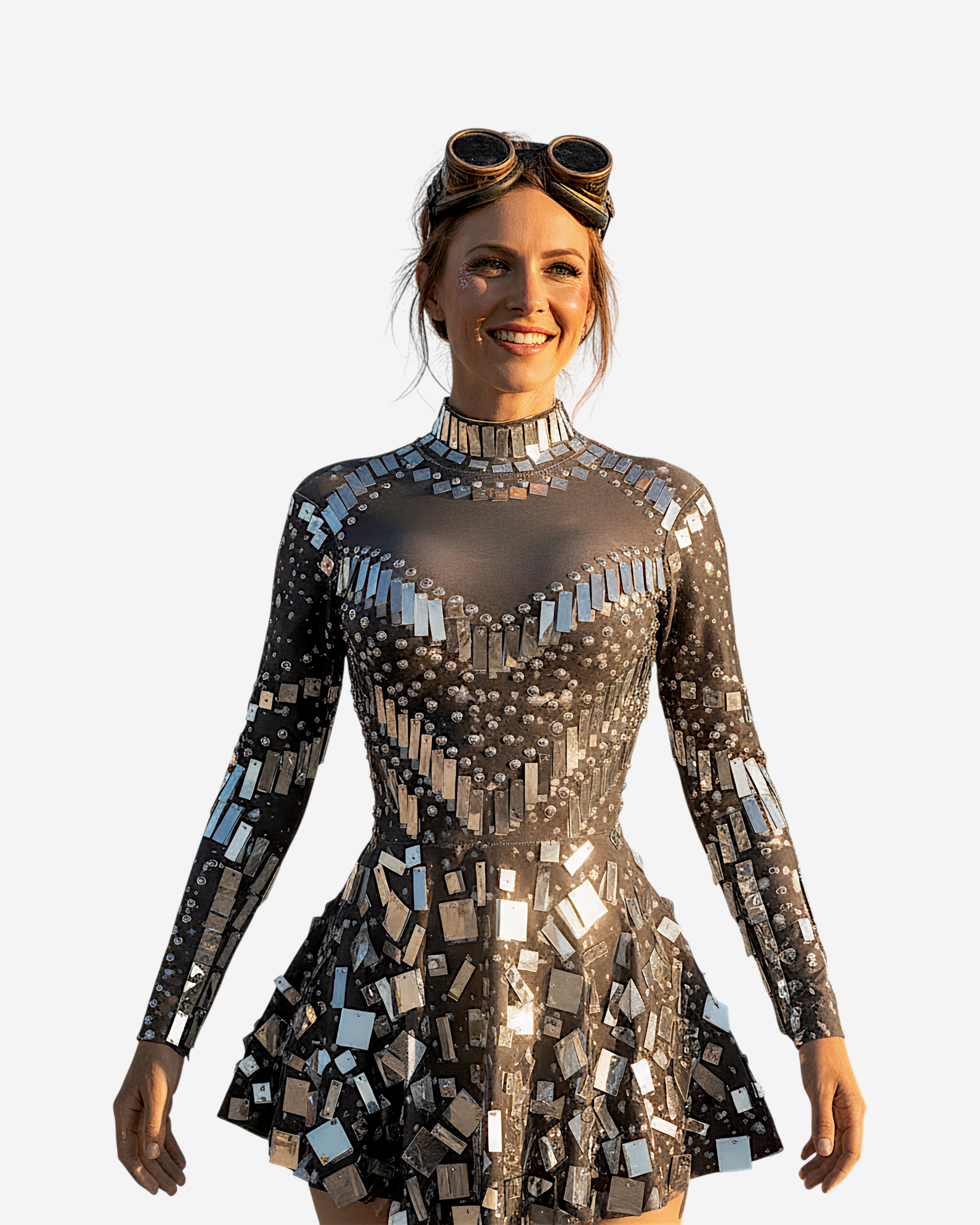 Sequin Long Sleeve Slim Fit Mini Dress-Dresses-Ekoa Ltd