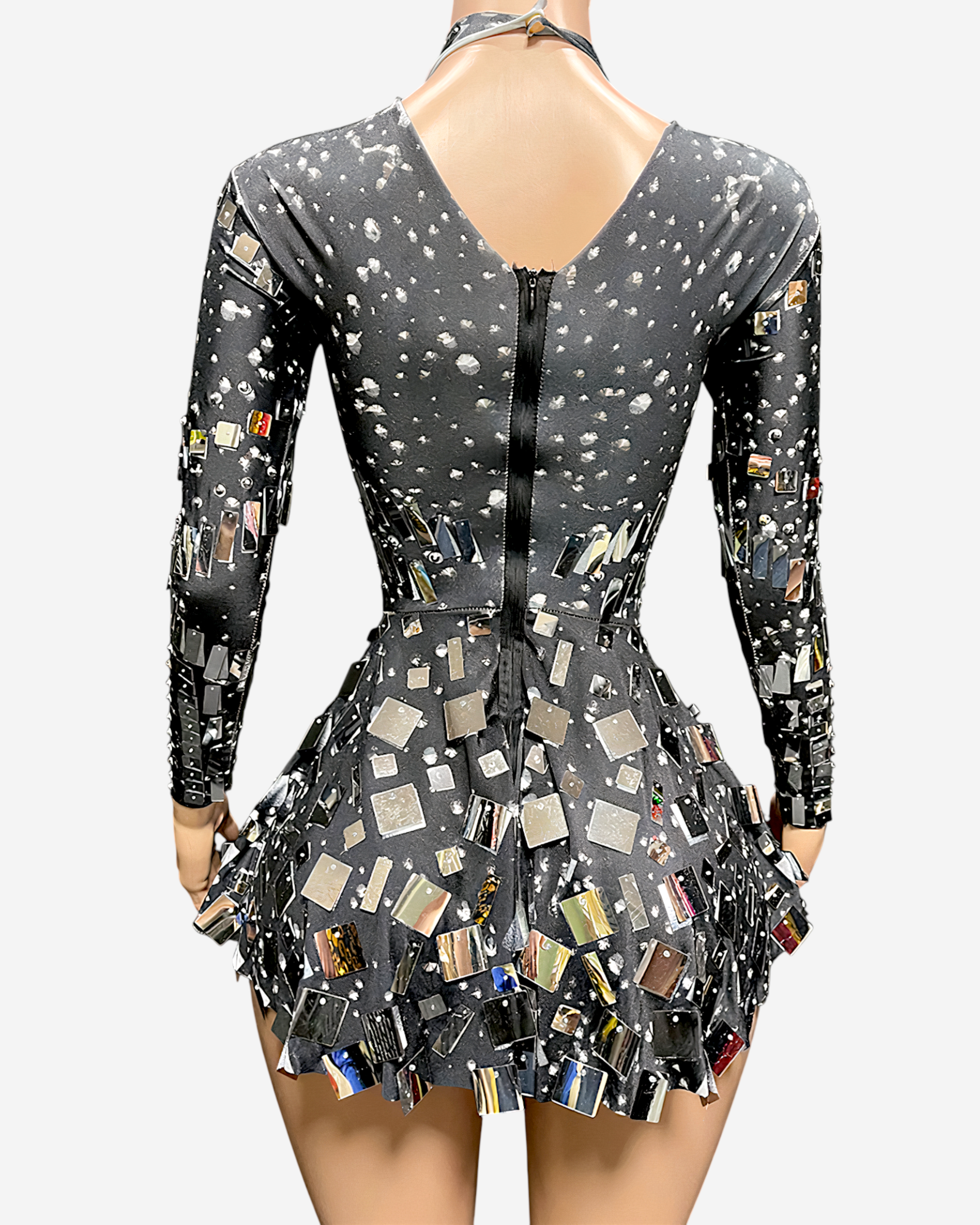 Sequin Long Sleeve Slim Fit Mini Dress-Dresses-Ekoa Ltd
