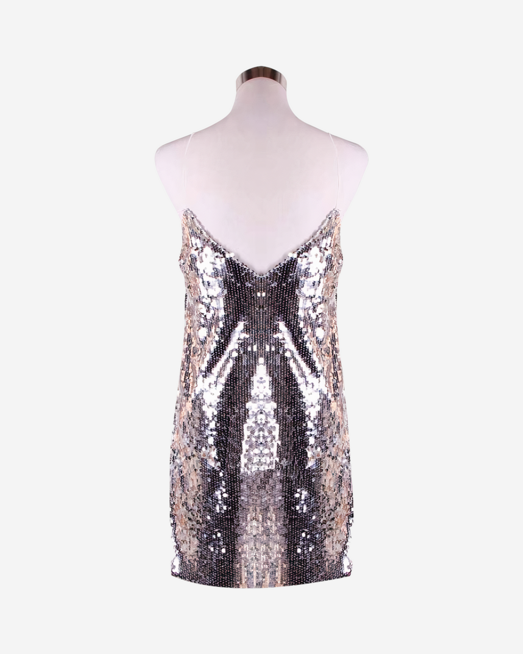 Sequined Deep V Backless Mini Dress with Spaghetti Straps-Dresses-Ekoa Ltd