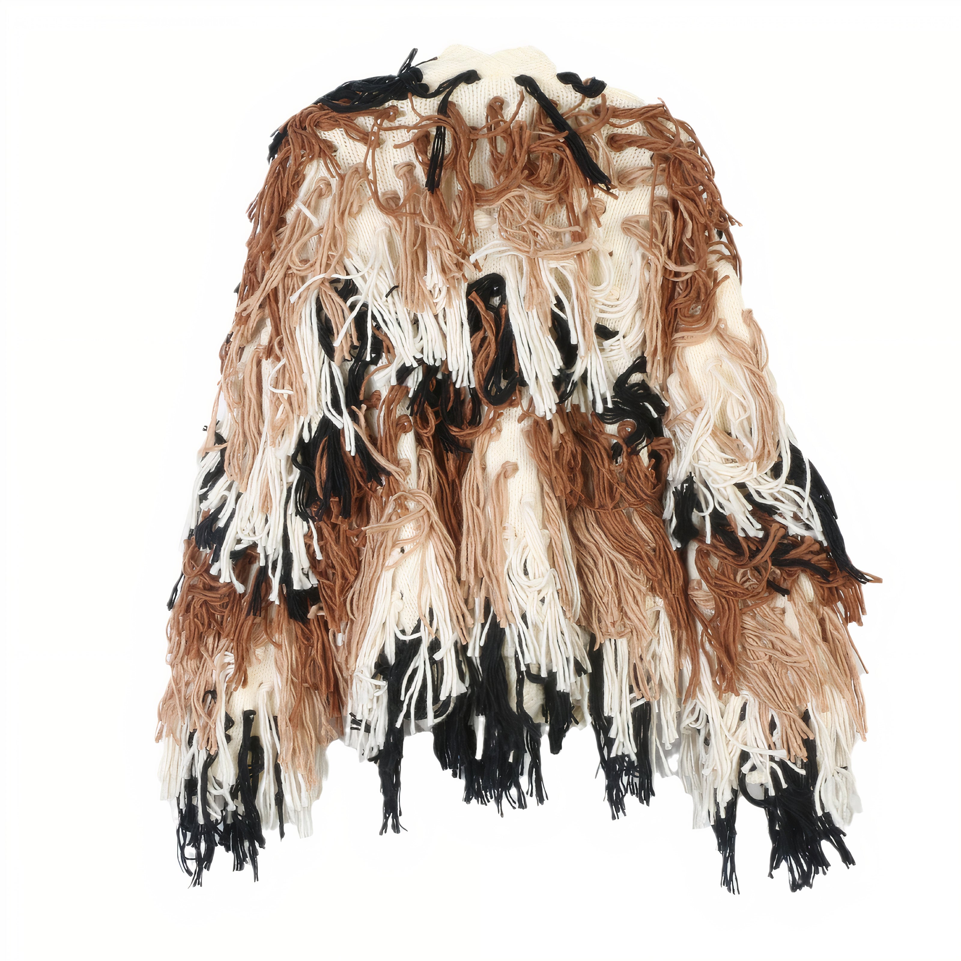 Boho Gradient Knitted Cardigan with Tassel Detail