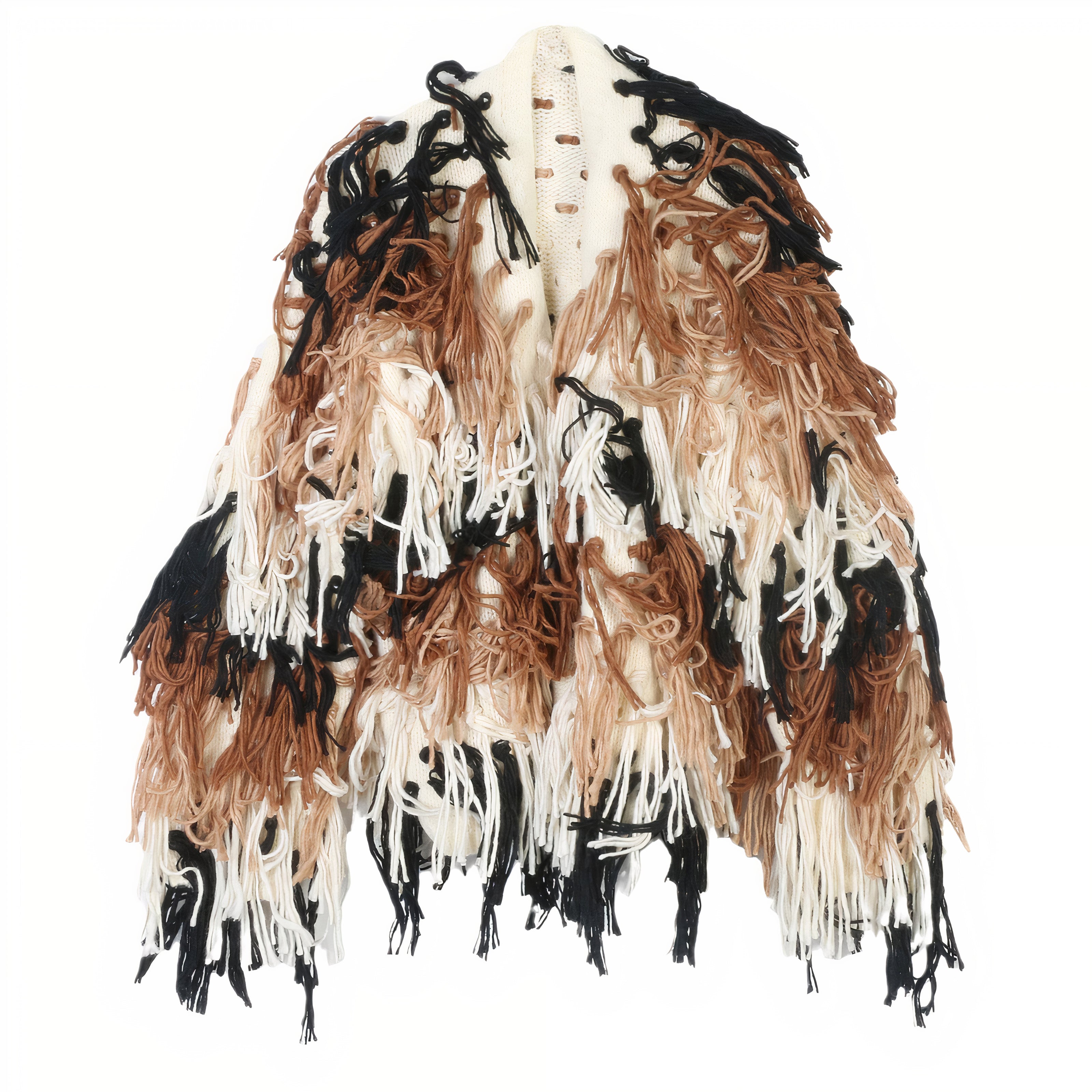 Boho Gradient Knitted Cardigan with Tassel Detail