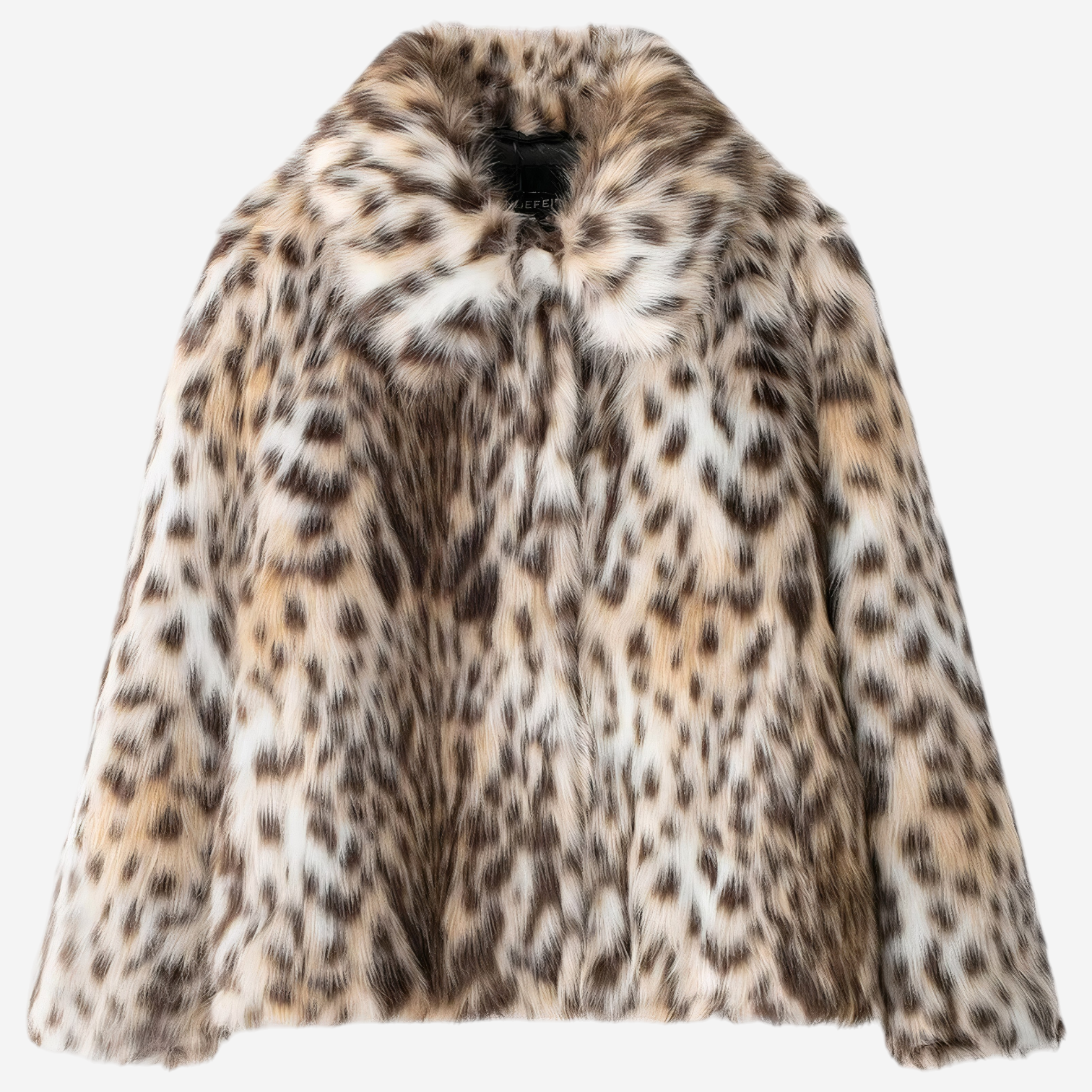 Leopard Print Faux Fur Long Sleeve Coat
