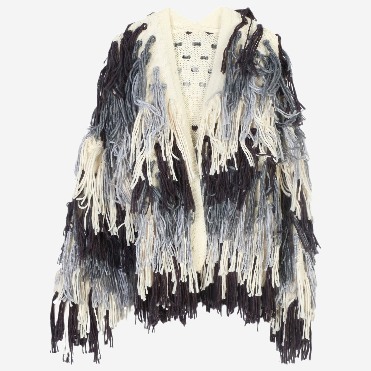 Boho Gradient Knitted Cardigan with Tassel Detail