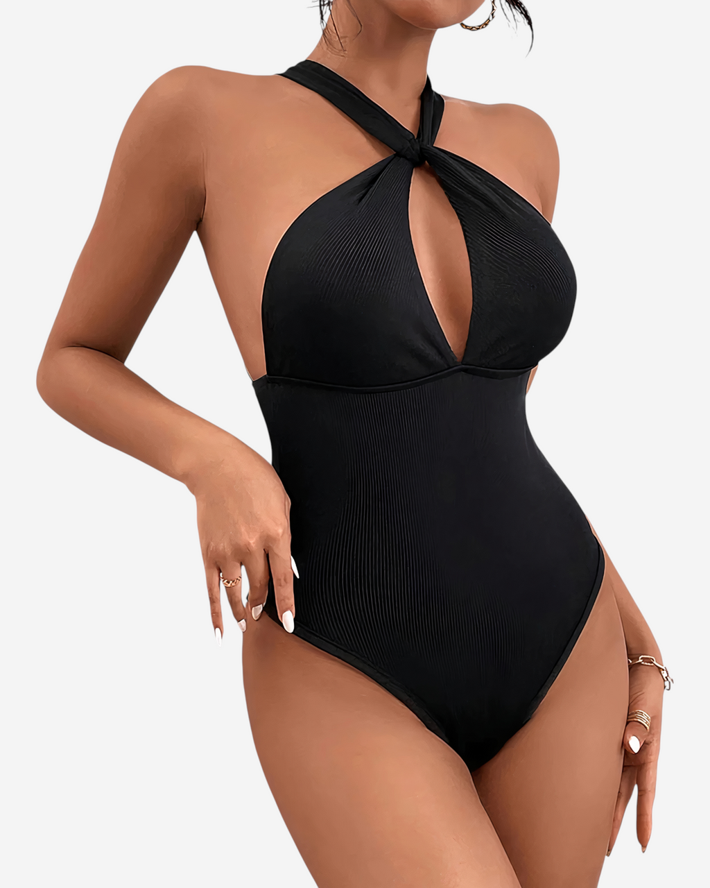 Black Cross-Back Cutout Sleeveless Bodysuit