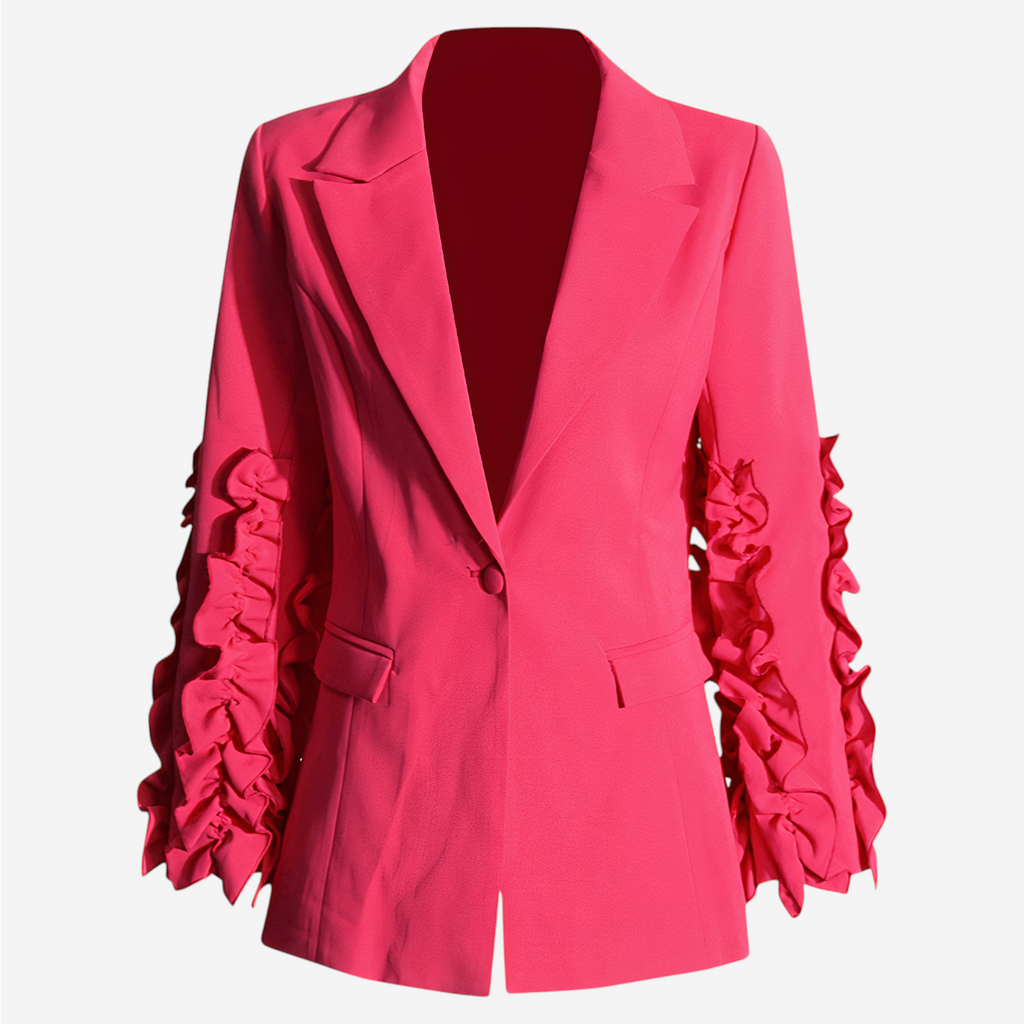 Rose Red Fringe Edge Single Button Suit Blazer
