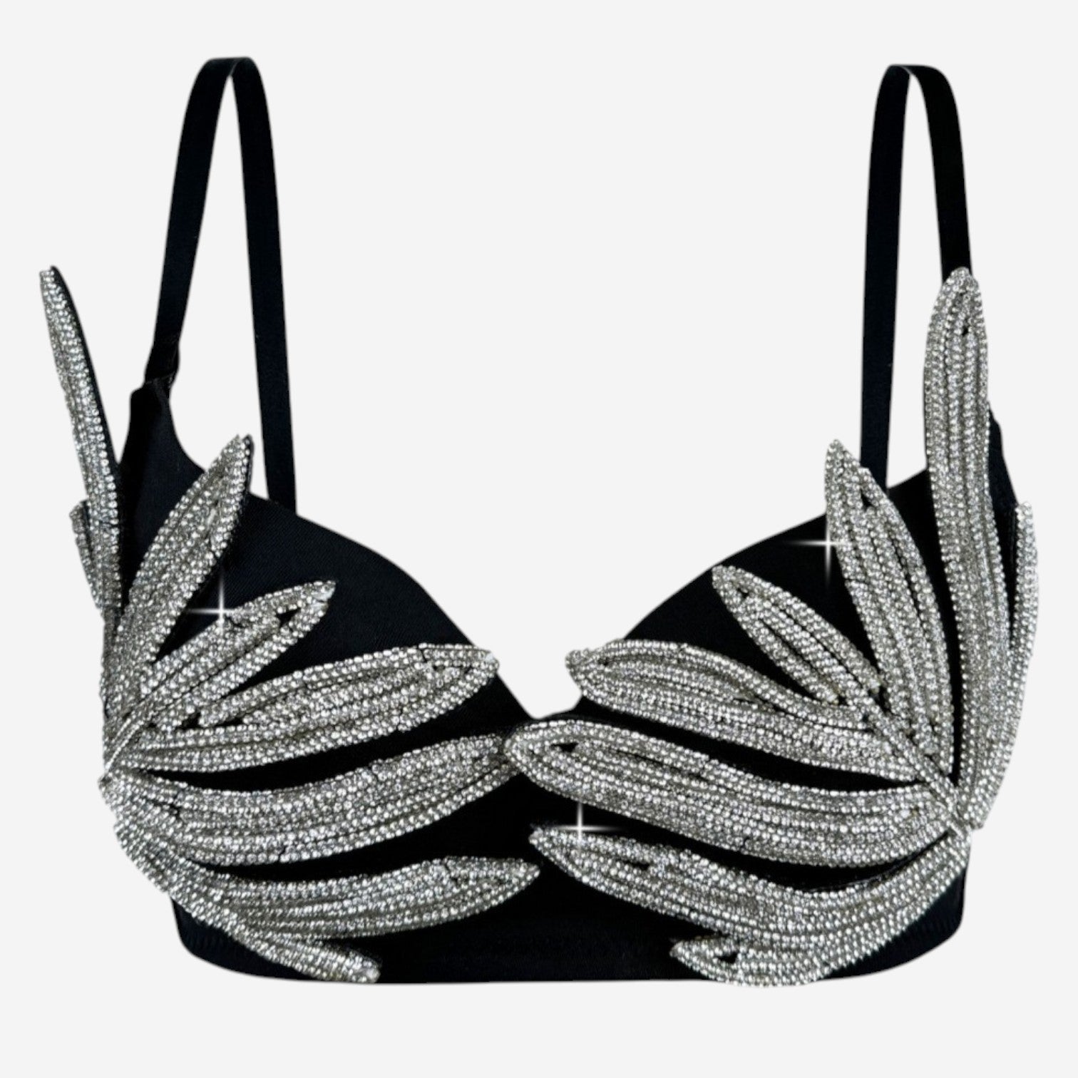 3D Rhinestone Shaping Bra [Black]
